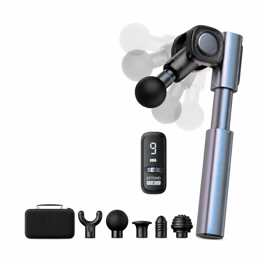 Foldable Massage Gun with Extension Handle for Back and Body