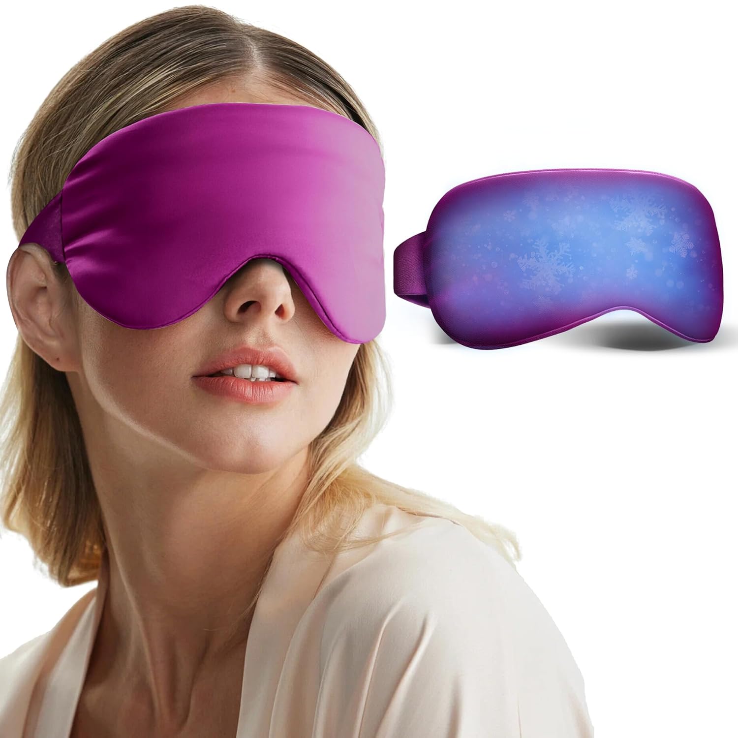 Cooling Eye Mask for Puffy Eyes: ltems, Migraines Headache Fast Relief After Surgery Care Cold Compress, Reusable Face Ice Pack Gel for Dark Circles, Gentle Weighted Sleep Mask Purple