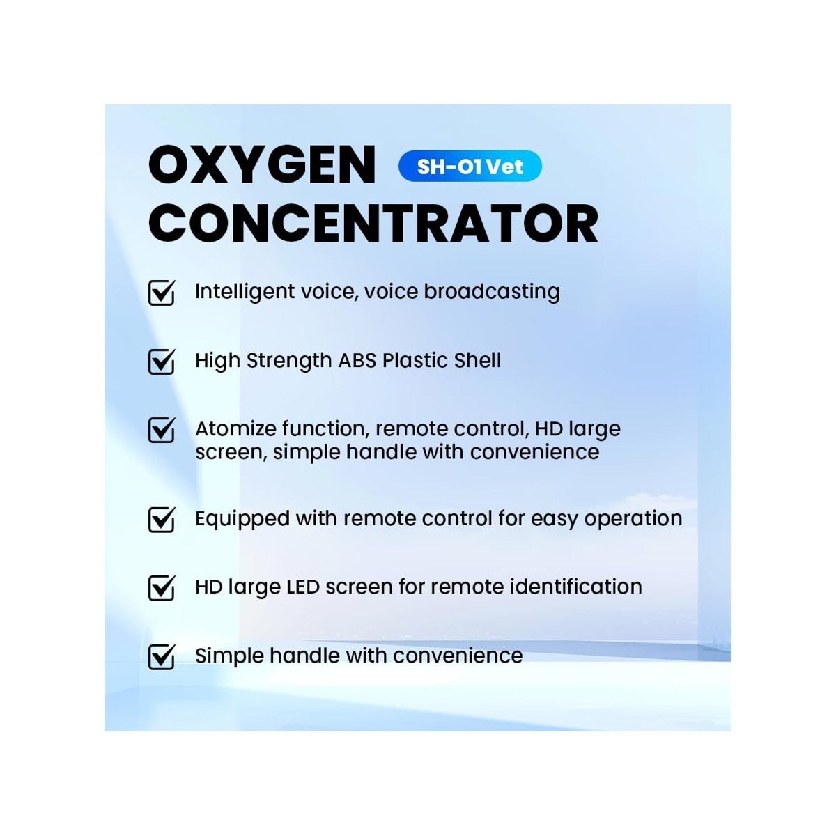 Oxygen Concentrator – 1-7L Adjustable Flow, 90% Oxygen Purity, HD Screen, Atomizer, Remote Control, Home/Clinic Use for Dogs, Cats & Small Animals